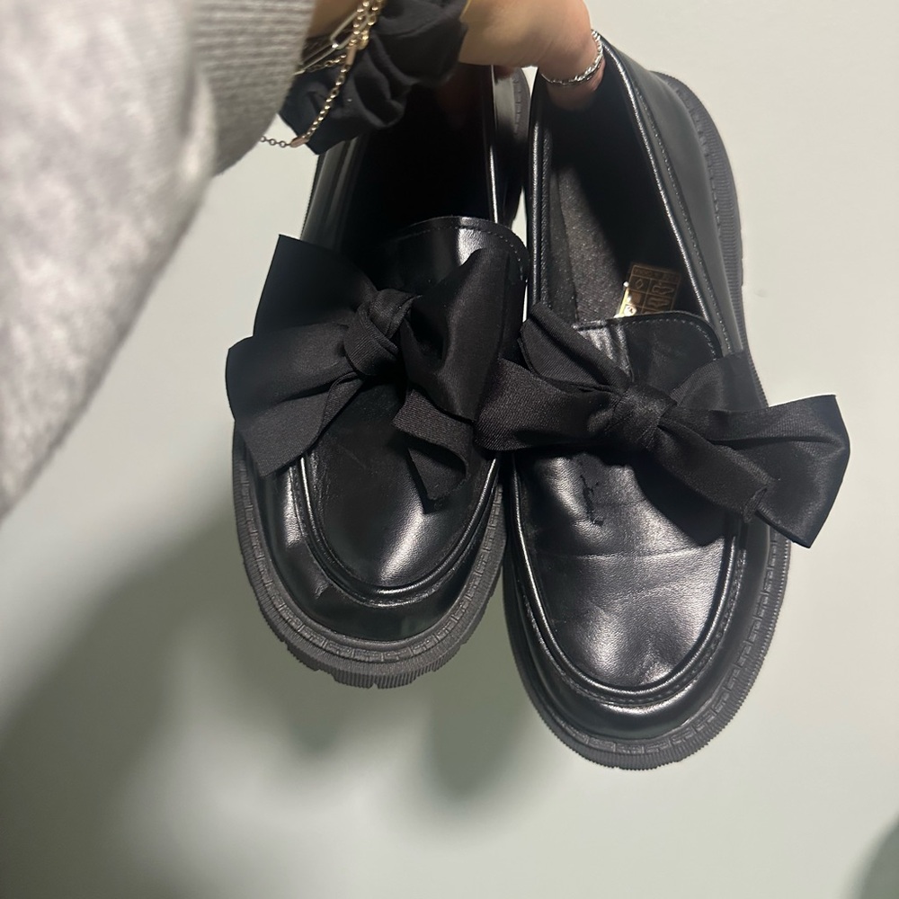 SHEIN Elegant Black Bow Flats